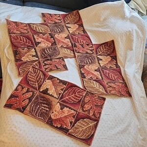 Set of 4 Autumn  leafes tapestry jaquard table placement 12x19